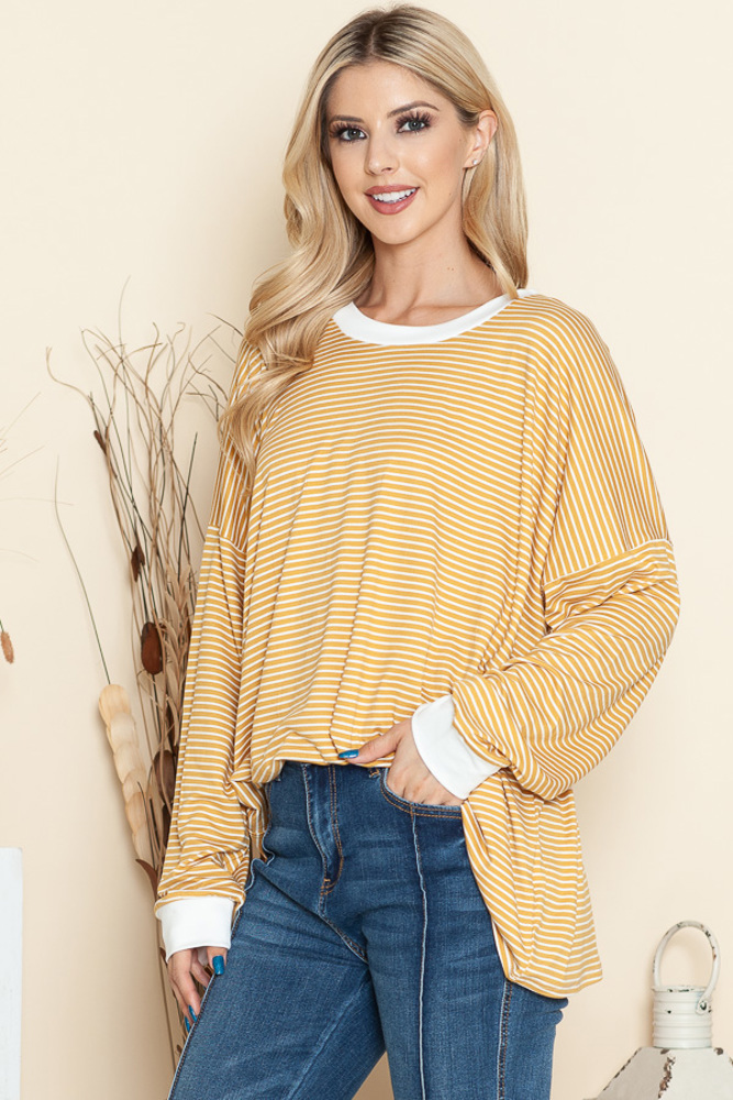 LOOSE FIT STRIPE TUNIC TOP 