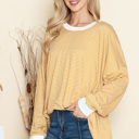 Medium MUSTARD LOOSE FIT STRIPE TUNIC TOP 