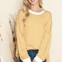 Large MUSTARD LOOSE FIT STRIPE TUNIC TOP 