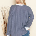 Large NAVY LOOSE FIT STRIPE TUNIC TOP 