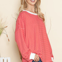 Small RED LOOSE FIT STRIPE TUNIC TOP 