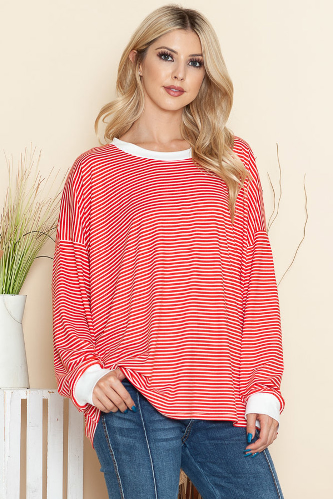 LOOSE FIT STRIPE TUNIC TOP 