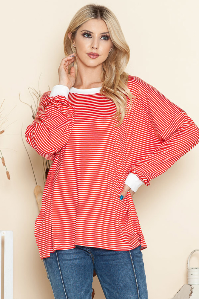 LOOSE FIT STRIPE TUNIC TOP 