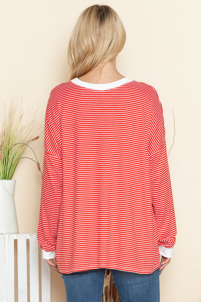 LOOSE FIT STRIPE TUNIC TOP 