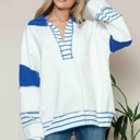 Small ROYAL BLUE SOLID LOOSE FIT TOP WITH STRIPE CONTRAST