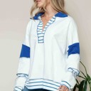 Small ROYAL BLUE SOLID LOOSE FIT TOP WITH STRIPE CONTRAST