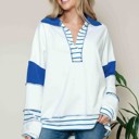 Medium ROYAL BLUE SOLID LOOSE FIT TOP WITH STRIPE CONTRAST