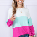 Small FUCHSIA COLOR BLOCK LONG SLEEVE TUNIC TOP