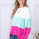 Medium FUCHSIA COLOR BLOCK LONG SLEEVE TUNIC TOP