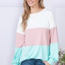 Small MINT COLOR BLOCK LONG SLEEVE TUNIC TOP