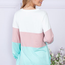 Small MINT COLOR BLOCK LONG SLEEVE TUNIC TOP