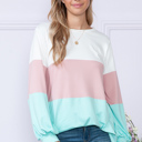 Medium MINT COLOR BLOCK LONG SLEEVE TUNIC TOP