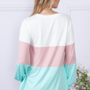 Medium MINT COLOR BLOCK LONG SLEEVE TUNIC TOP