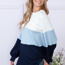 Medium NAVY COLOR BLOCK LONG SLEEVE TUNIC TOP