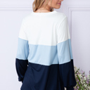 Medium NAVY COLOR BLOCK LONG SLEEVE TUNIC TOP