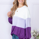 Medium PURPLE COLOR BLOCK LONG SLEEVE TUNIC TOP