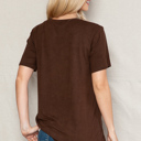 XL BROWN SUPER SOFT BASIC SOLID SHORT SLEEVE TOP