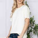 Small IVORY SUPER SOFT BASIC SOLID SHORT SLEEVE TOP