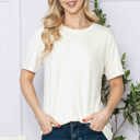 Large IVORY SUPER SOFT BASIC SOLID SHORT SLEEVE TOP