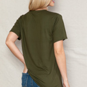 Large OLIVE SUPER SOFT BASIC SOLID SHORT SLEEVE TOP