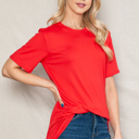 Small RED SUPER SOFT BASIC SOLID SHORT SLEEVE TOP