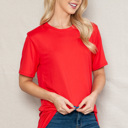 Large RED SUPER SOFT BASIC SOLID SHORT SLEEVE TOP