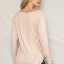 Large BEIGE SUPER SOFT V-NECK LONG SLEEVE TOP