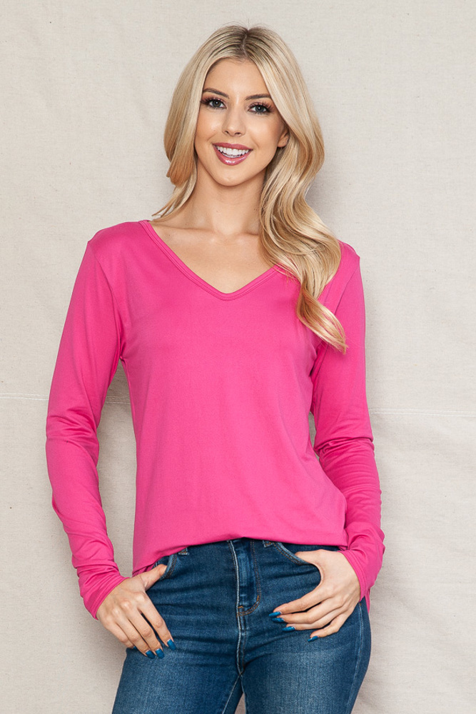 SUPER SOFT V-NECK LONG SLEEVE TOP