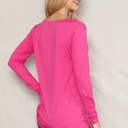 Small FUCHSIA SUPER SOFT V-NECK LONG SLEEVE TOP