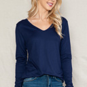 XL NAVY SUPER SOFT V-NECK LONG SLEEVE TOP