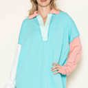 Medium SAPPHIRE OVERSIZED POLO WAVE RIB TUNIC WITH CONTRAST  