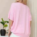 S-M LIGHT PINK WAVE RIB OVERSIZED SHORT SLEEVE SWEATSHIRT