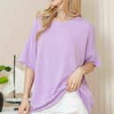 S-M LILAC WAVE RIB OVERSIZED SHORT SLEEVE SWEATSHIRT