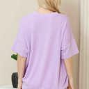 S-M LILAC WAVE RIB OVERSIZED SHORT SLEEVE SWEATSHIRT