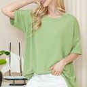 S-M PISTACHIO WAVE RIB OVERSIZED SHORT SLEEVE SWEATSHIRT