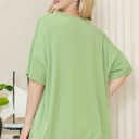 S-M PISTACHIO WAVE RIB OVERSIZED SHORT SLEEVE SWEATSHIRT