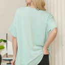 L-XL SAGE WAVE RIB OVERSIZED SHORT SLEEVE SWEATSHIRT