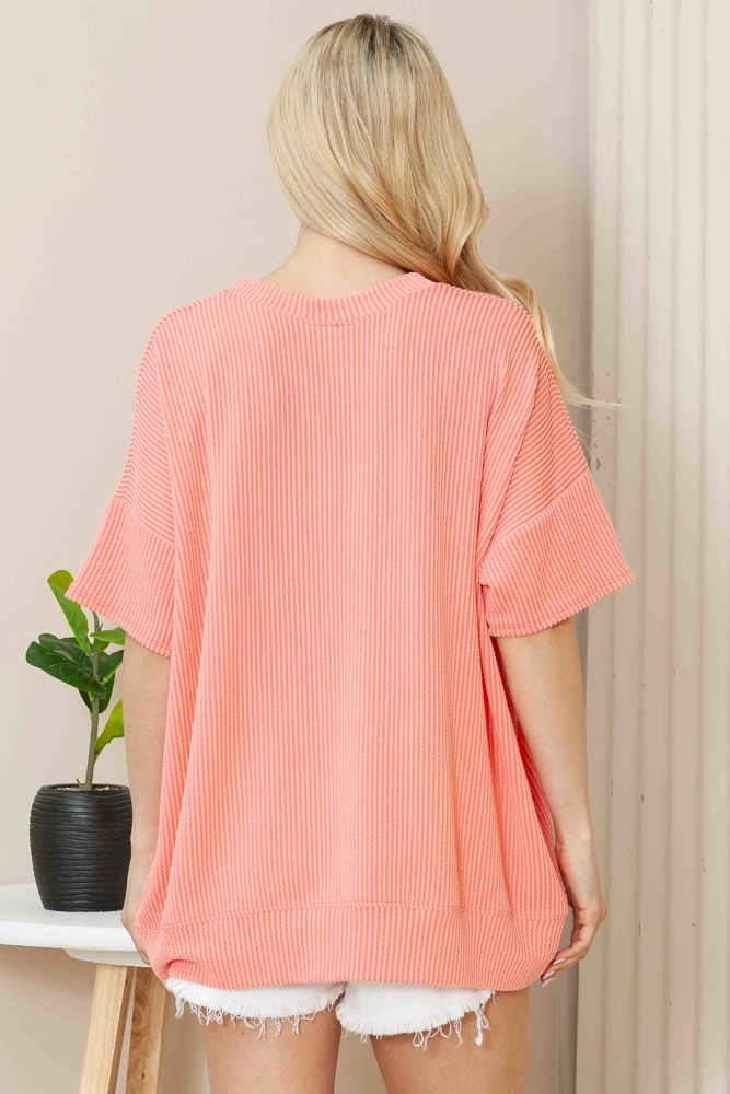 WAVE RIB OVERSIZED SHORT SLEEVE SWEATSHIRT