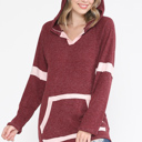 Small BURGUNDY TUNIC HOODIE WITH NEON CONTRAST