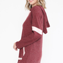 Small BURGUNDY TUNIC HOODIE WITH NEON CONTRAST