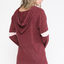 Small BURGUNDY TUNIC HOODIE WITH NEON CONTRAST