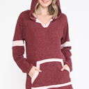 Medium BURGUNDY TUNIC HOODIE WITH NEON CONTRAST