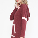 Medium BURGUNDY TUNIC HOODIE WITH NEON CONTRAST