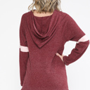 Large BURGUNDY TUNIC HOODIE WITH NEON CONTRAST