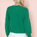 Large KELLY GREEN CROP LONG SLEEVE WAVE RIB TOP 