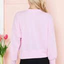 Small LIGHT PINK CROP LONG SLEEVE WAVE RIB TOP 