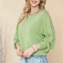 Small PISTACHIO CROP LONG SLEEVE WAVE RIB TOP 