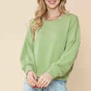 Medium PISTACHIO CROP LONG SLEEVE WAVE RIB TOP 