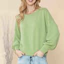 Large PISTACHIO CROP LONG SLEEVE WAVE RIB TOP 