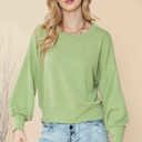 XL PISTACHIO CROP LONG SLEEVE WAVE RIB TOP 